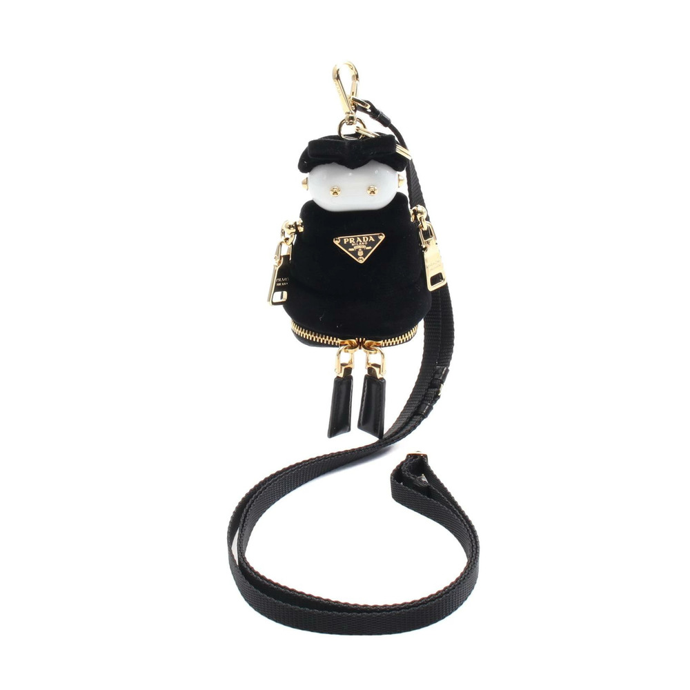 Prada Soft Robot Charm Accessory Velvet Black White
